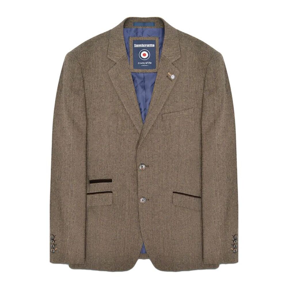 Lambretta Mens Morgan Herringbone Blazer / Brown